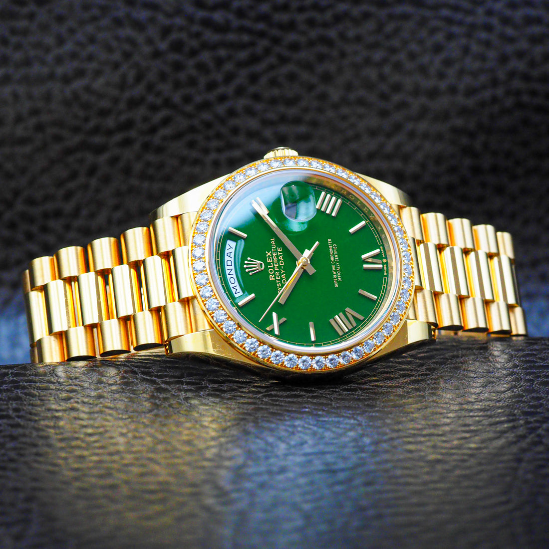 Rolex Day-Date Money Green Dial Diamond Bezel Full Set 228348RBR