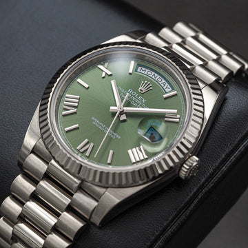 Rolex Day-Date 40 Olive Dial White Gold Full Set 2023