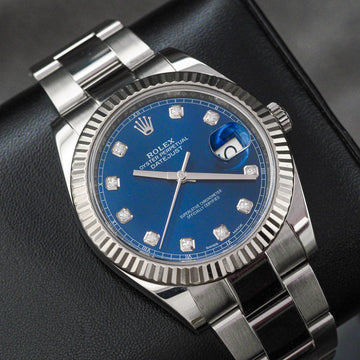 2017 Rolex Datejust 41 Blue Diamond Dial Oyster Full Set