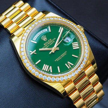 Rolex Day-Date Money Green Dial Diamond Bezel Full Set 228348RBR