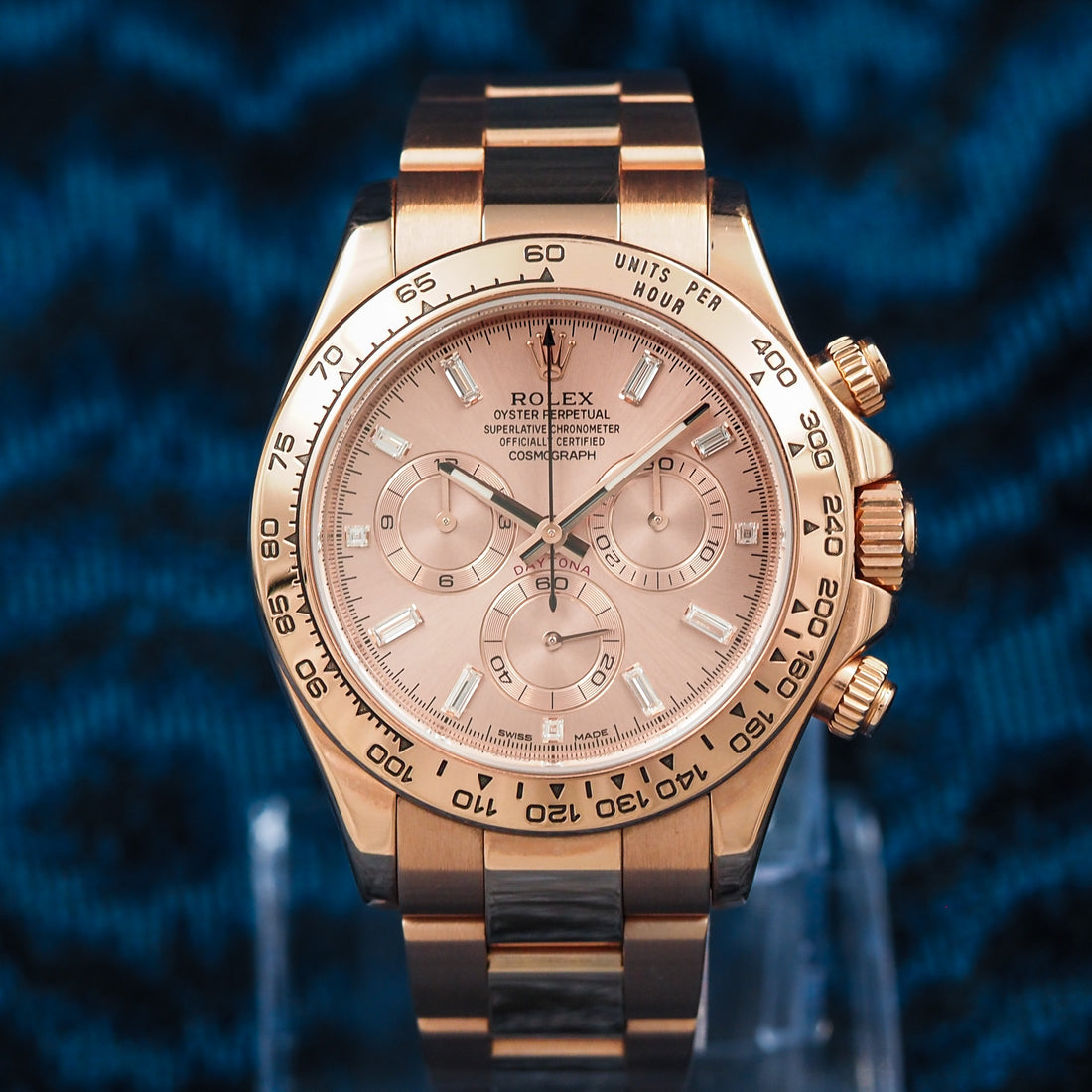 Rolex 2020 Daytona 116505 | Rose Gold Pink Dial w/ Baguette Markers |